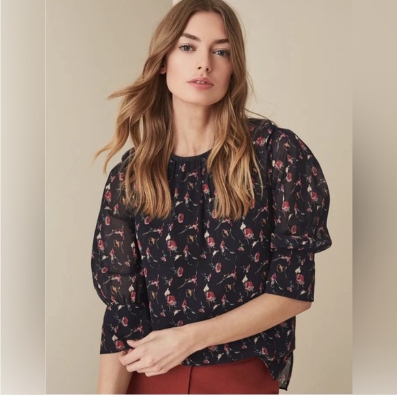 REISS Ella Floral Top - Picture 1 of 12